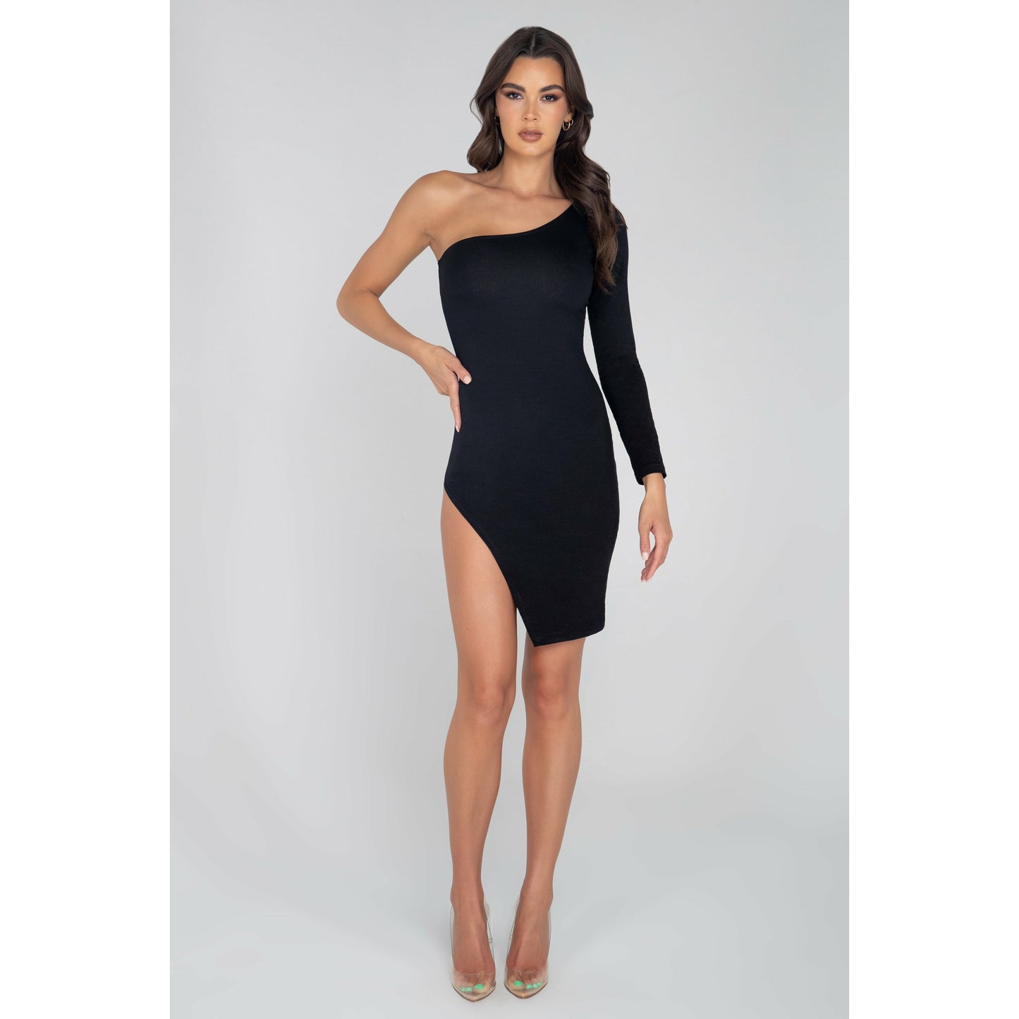 Single Shoulder Split Bodycon Dress