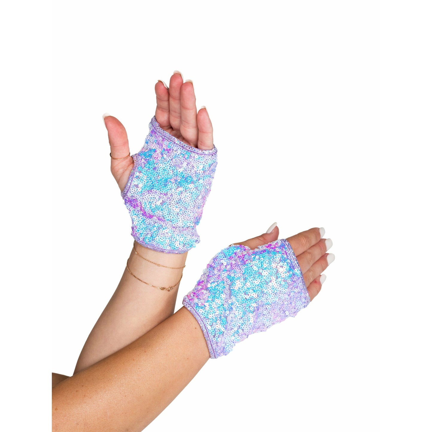 Open Finger Sequin Gloves